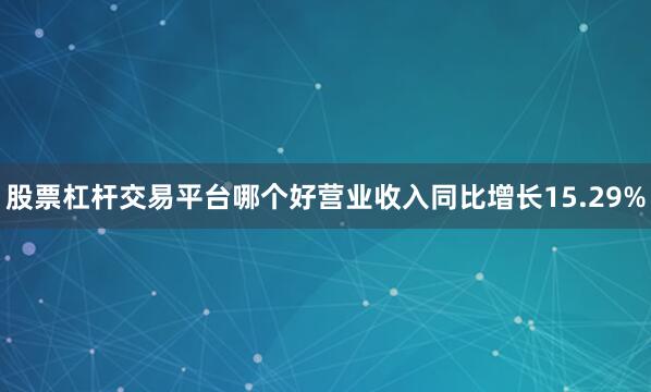 股票杠杆交易平台哪个好营业收入同比增长15.29%